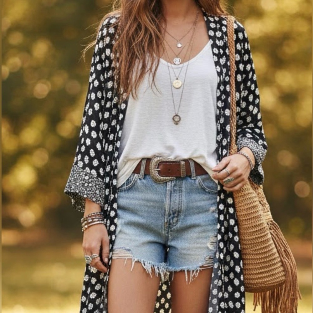 CARDIGAN of Adyson Parker , Polka flower Black and White Cardigan